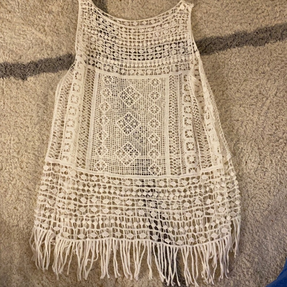 Knit tank, white, large